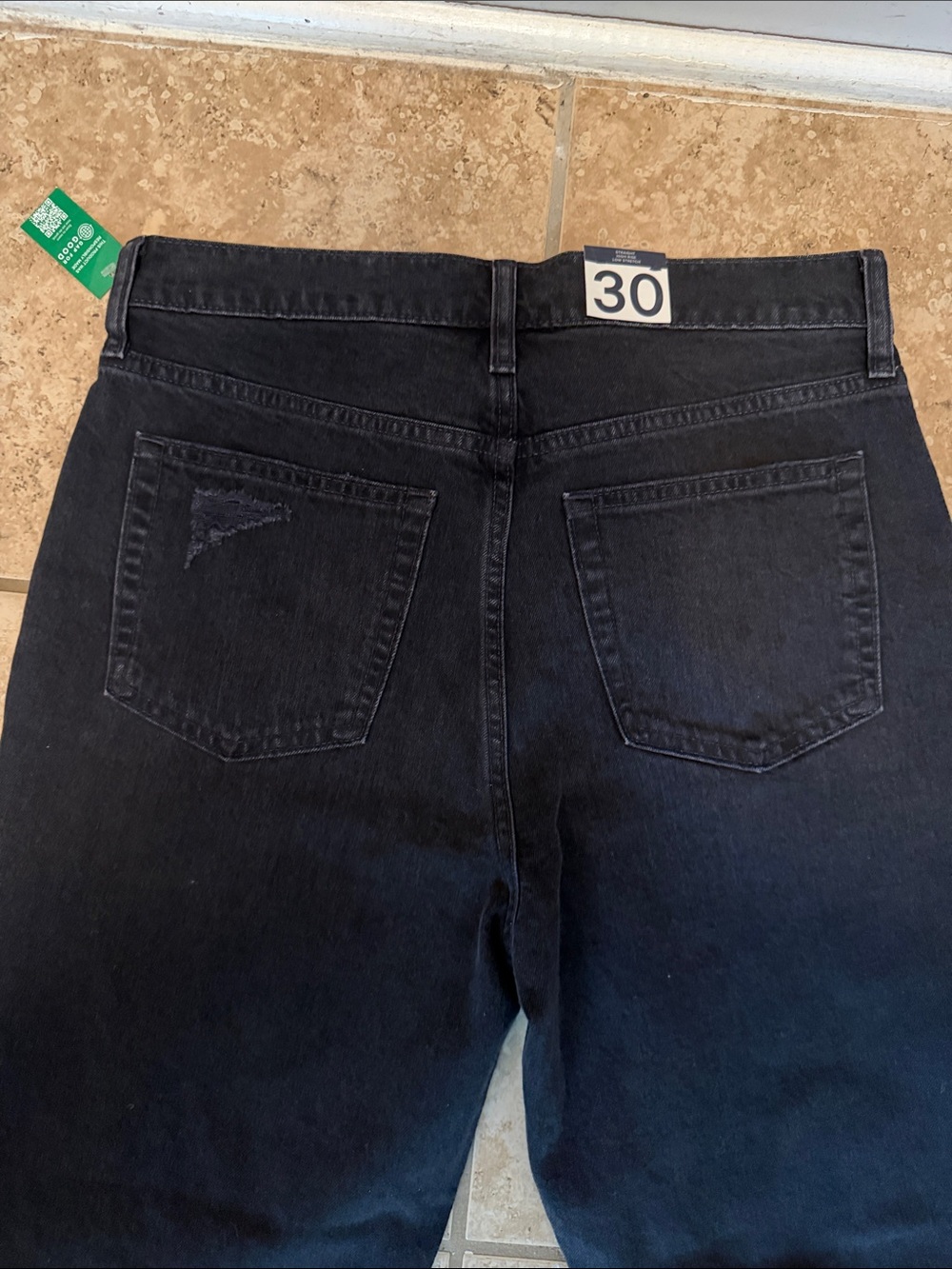 GAP Black CheekyStraight Leg Distressed Jeans size 30/10 Tall - Picture 9 of 12